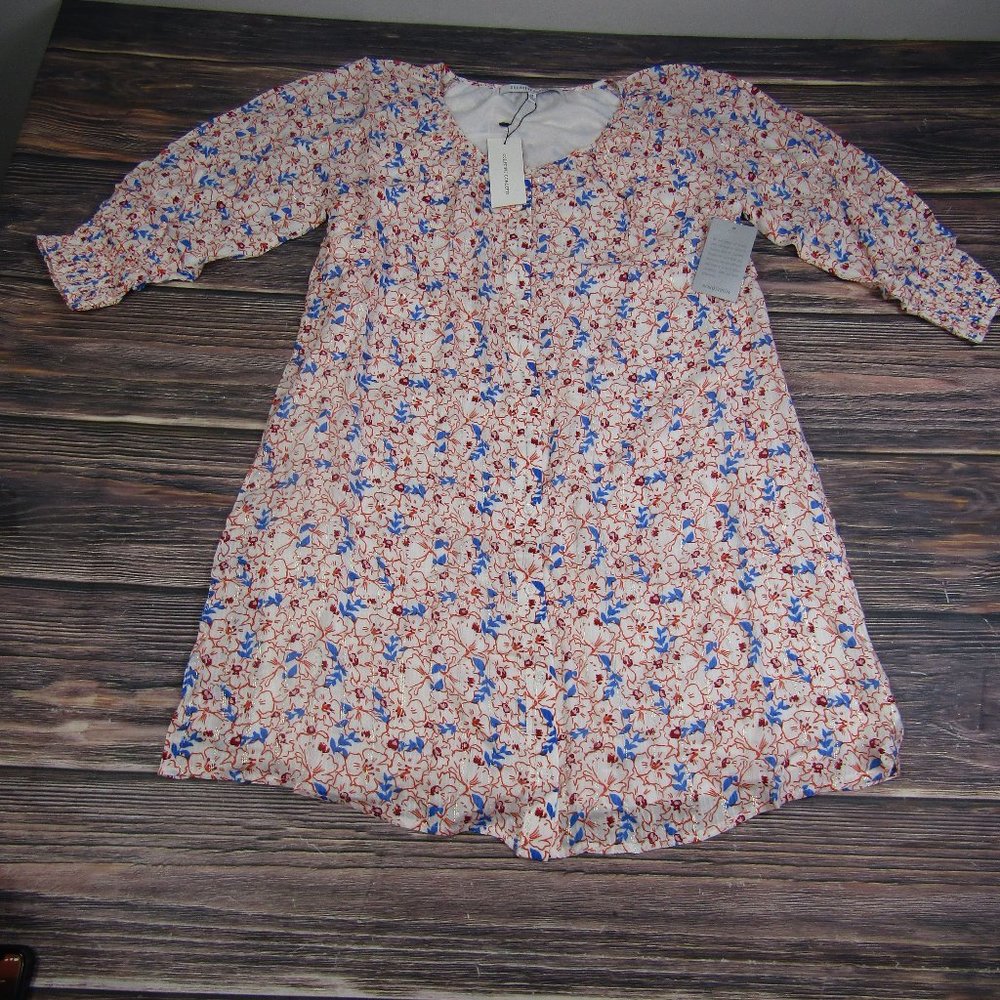 Collective Concepts NWT‎ NEW Medium Red White Blue Floral Mini Dress Long Sleeve